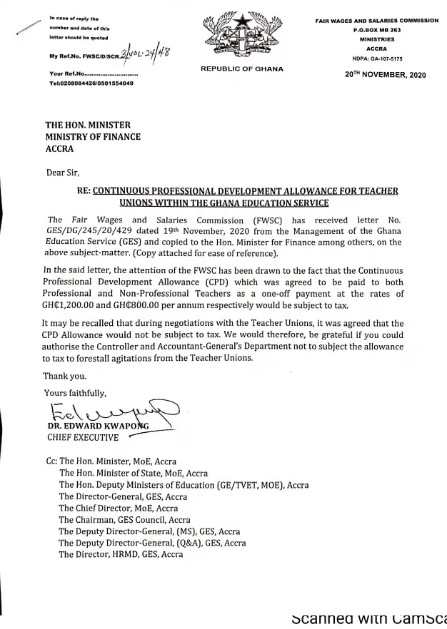 Taxed Professional Development Allowance Response