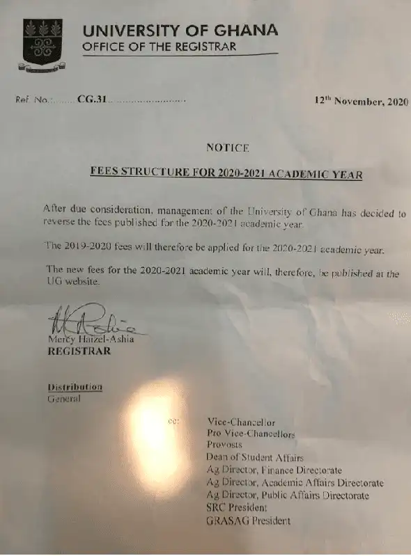 University of Ghana residential fees