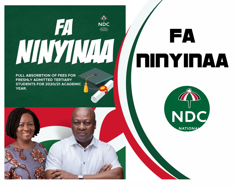 Fa Ninyinaa policy- NDC to absorb 100% fees of fresh tertiary students for 2020/2021