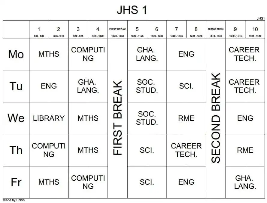 Basic 7 New CCP timetable