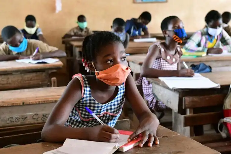 Children wear face masks