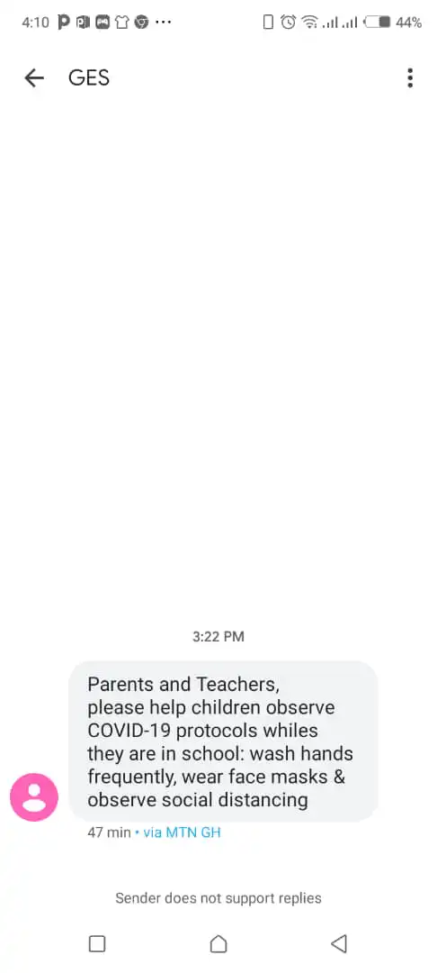 Ghana Education Service covid-19 messsage