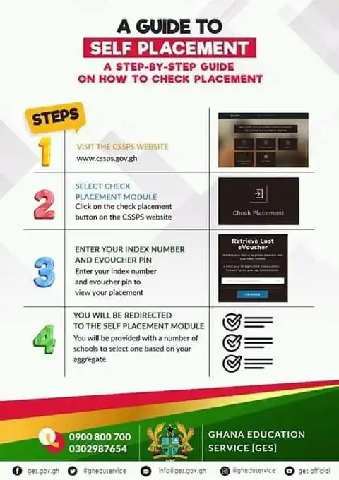 New UPDATE from GES on SCHOOL SELF PLACEMENT 
