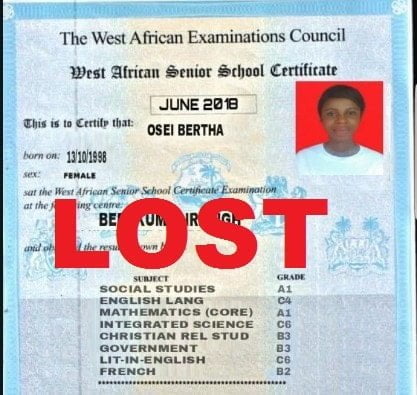 retrieve lost WASSCE Certificate