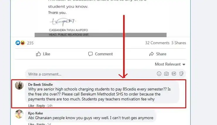  "Teachers Motivation Fee" at Berekum Methodist SHS