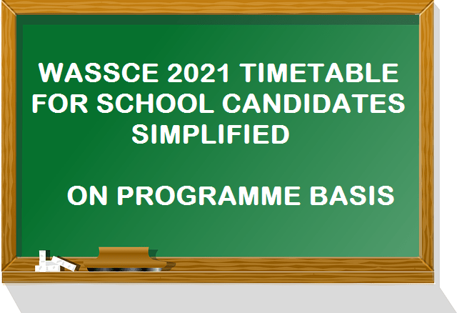 WASSCE 2021 Timetable on programme Basis