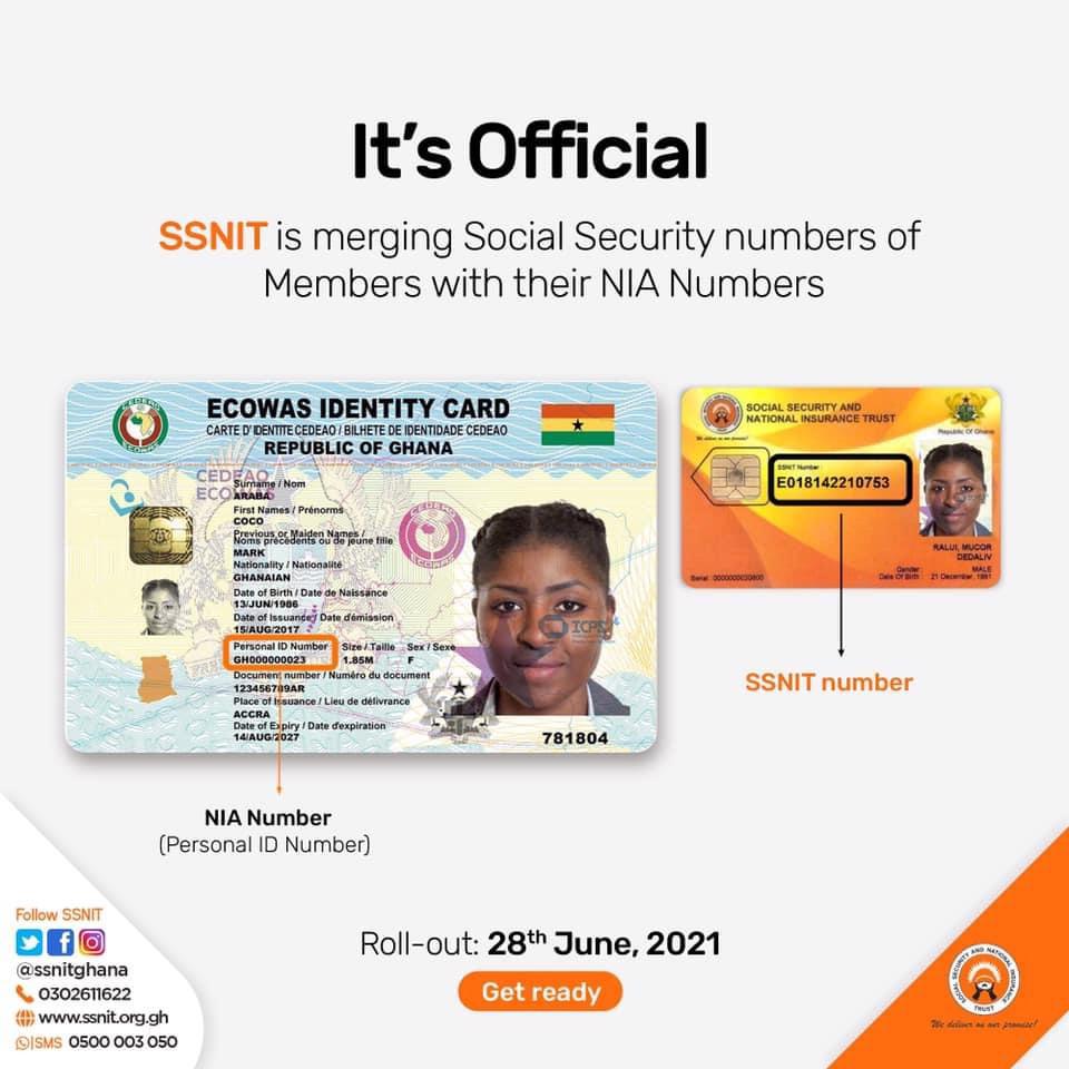 It is official Date for merging NIA Numbers with SSNIT Nos Out