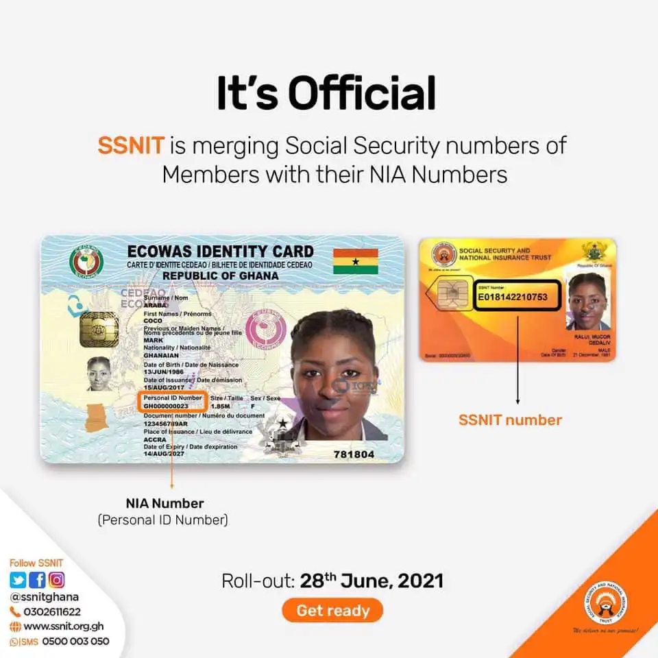 Merging SSNIT with Ghana Card Ghana Card and SSNIT Number Date for merging NIA Numbers with SSNIT Nos Out