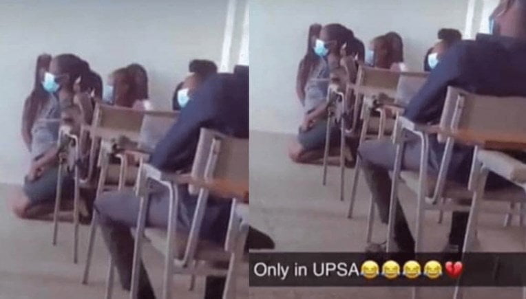 UPSA Students kneeling down