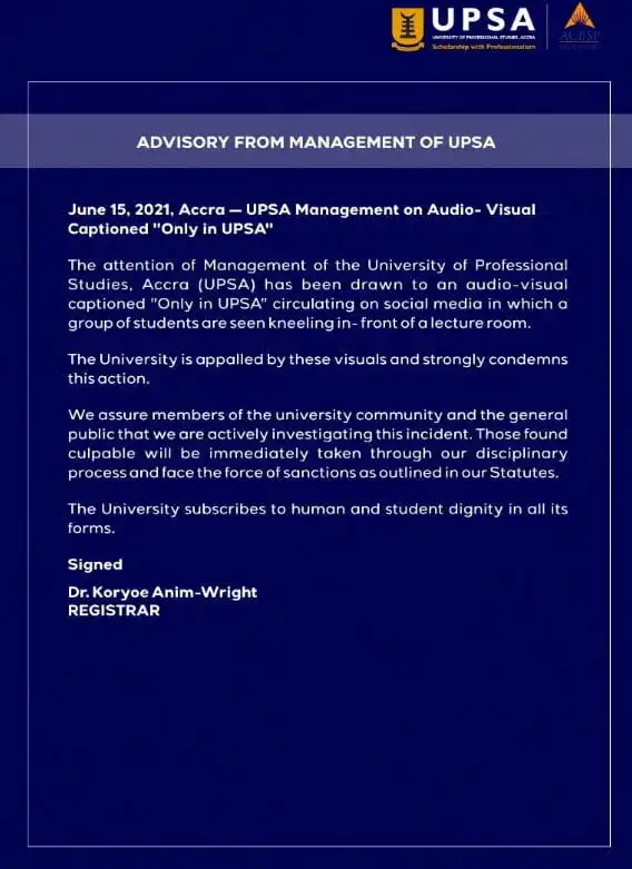 UPSA Students kneeling down
