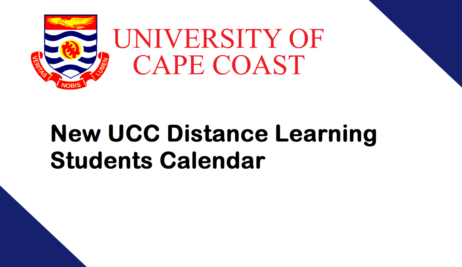 New UCC distance learning students calendar