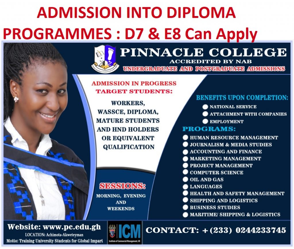 Pinnacle College Diploma/Degree Programmes Admission Open