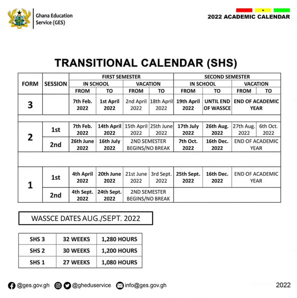 Single Track SHS 2022 Academic Calendars