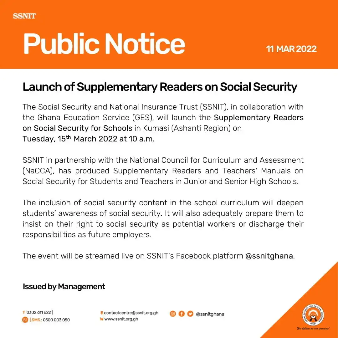 SSNIT Launch Supplementary Readers