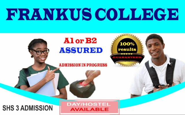 Frankus College located at the heart of Kumasi is the last stop of your WASSCE and NOV-DEC failure. The College provides success yielding tuition Admission into Frankus College for A1-B2 WASSCENOVDEC results opened