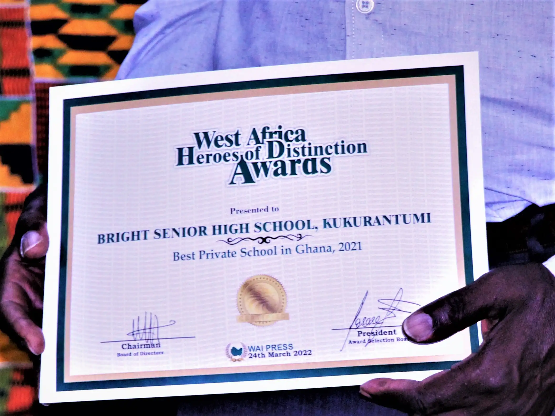 Bright SHS adjudged best private school by West Africa Int. Press Ltd