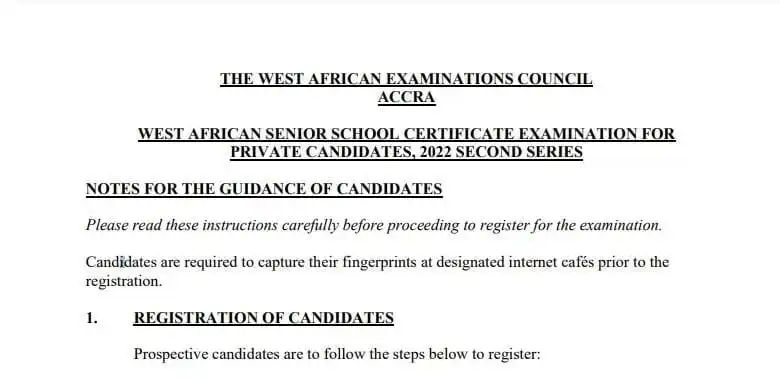 2022 Private WASSCE registration