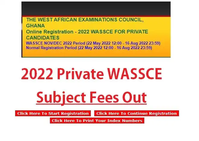 2022 Private WASSCE Subject Fees Out (CHECK DETAILS HERE)