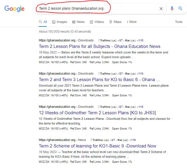 How to find Mock Questions, Lesson Plans etc on Ghanaeducation.org