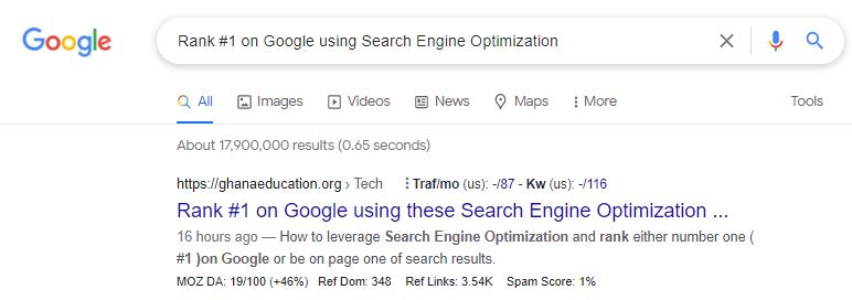 Google Search ranking 