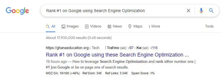 Google Search ranking 