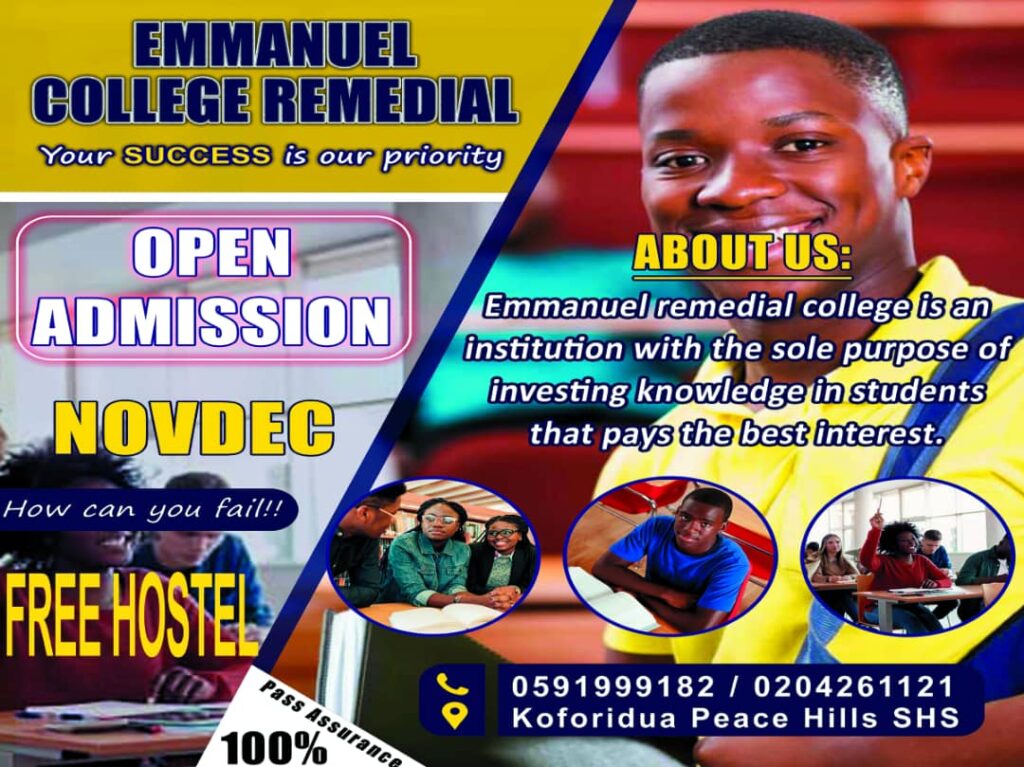 Emmanuel Remedial College Admission, Free Hostel, One Touch Pass
