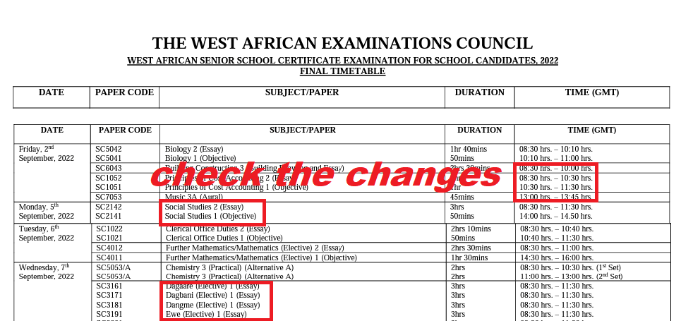 Download newly revised WASSCE 2022 Timetable Here New WAEC 2022 WASSCE timetable for Ghana released – Download here
