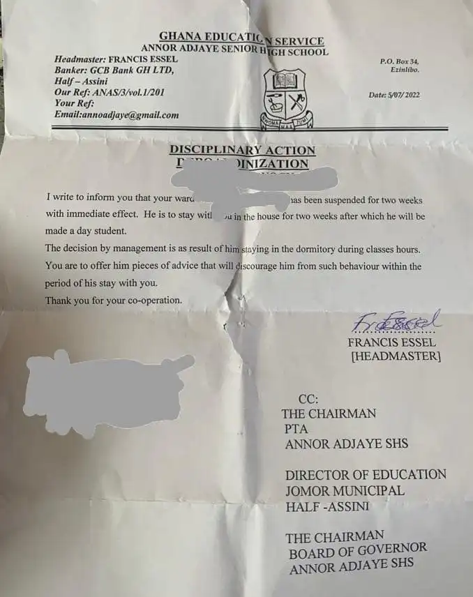 Striking Teachers sack final year Annor Adjaye SHS students for strange reasons