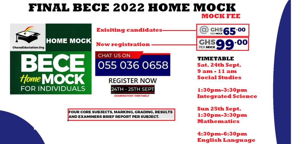 Register for Nationwide September 2022 BECE Final Home Mock