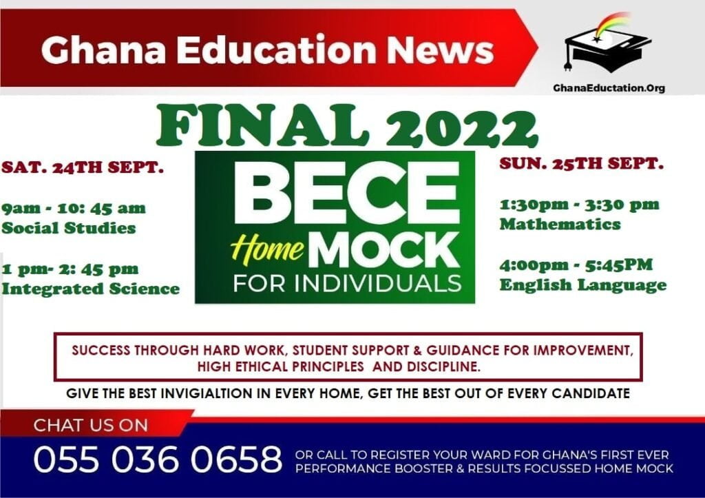Final 2022 BECE Home Mock Starts Nationwide Today