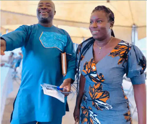 Hon. Patrick Banor (MP) and Regina Pokuaa (Best Primary Teacher K-1)