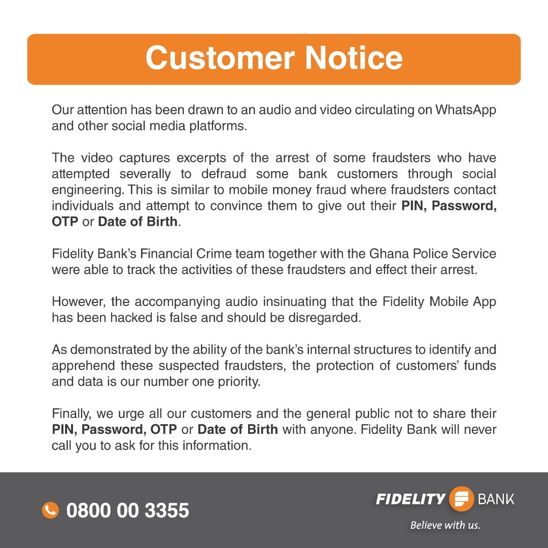 Fresh Update from Fidelity Bank on Mobile App Money Withdrawal Fraud