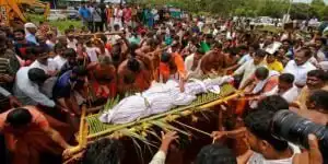 People Attend Funeral Of Crocodile