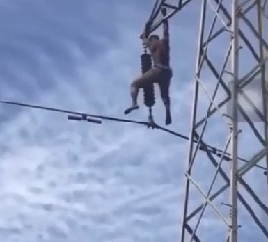 Man commits suicide on high voltage GRIDCo transmission line (Live VIDEO)