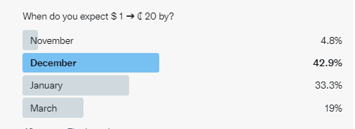 Exchange rate for $1 to hit ₵20 December - Poll