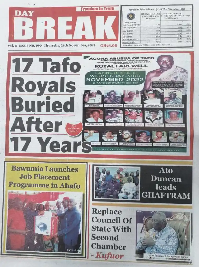 Top Newspaper Headlines for Today: Kuffour says Council of State is not fit for purpose