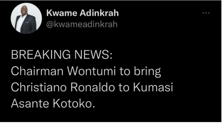  Chairman Wontumi bids for Ronaldo’s transfer to Asante Kotoko