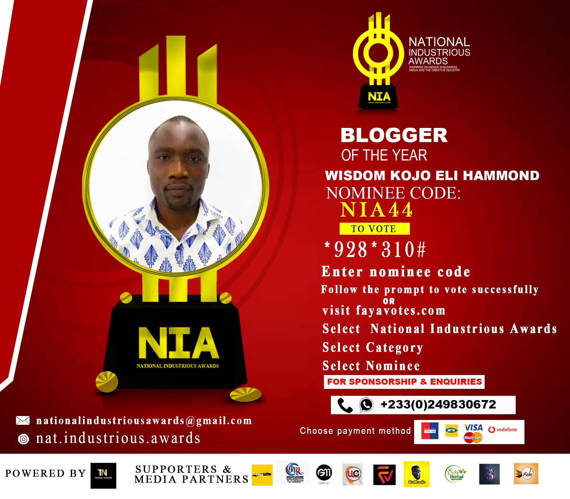 Vote Wisdom Hammond of GhanaEducation.Org as Blogger Of The Year