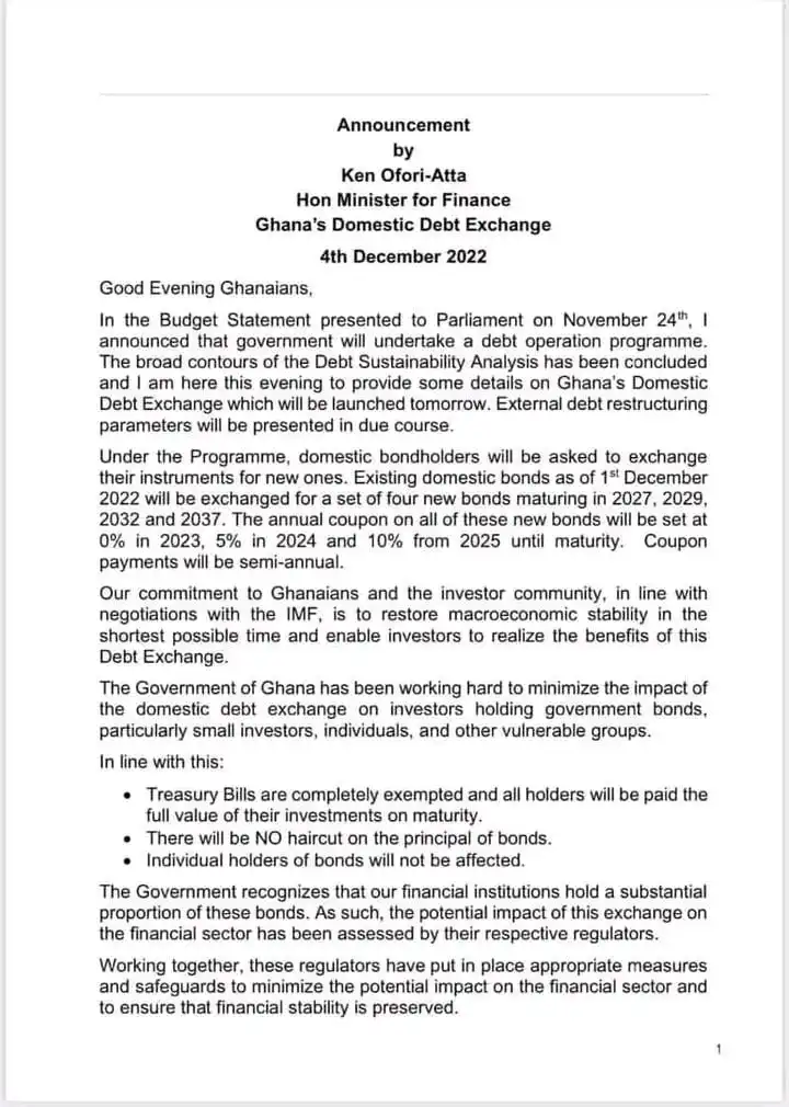 Ghana's Domestic Debt Exchange