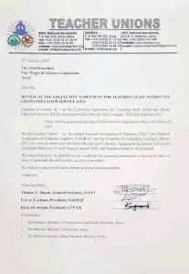 Letter from Teacher Unions