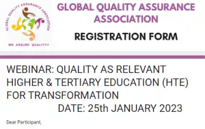 Register For This Education Event Quality for relevant higher tertiary education (HTE) transformation