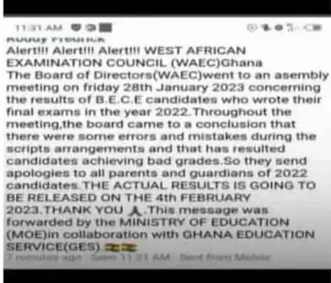 WAEC Ghana released the 2022 BECE results 