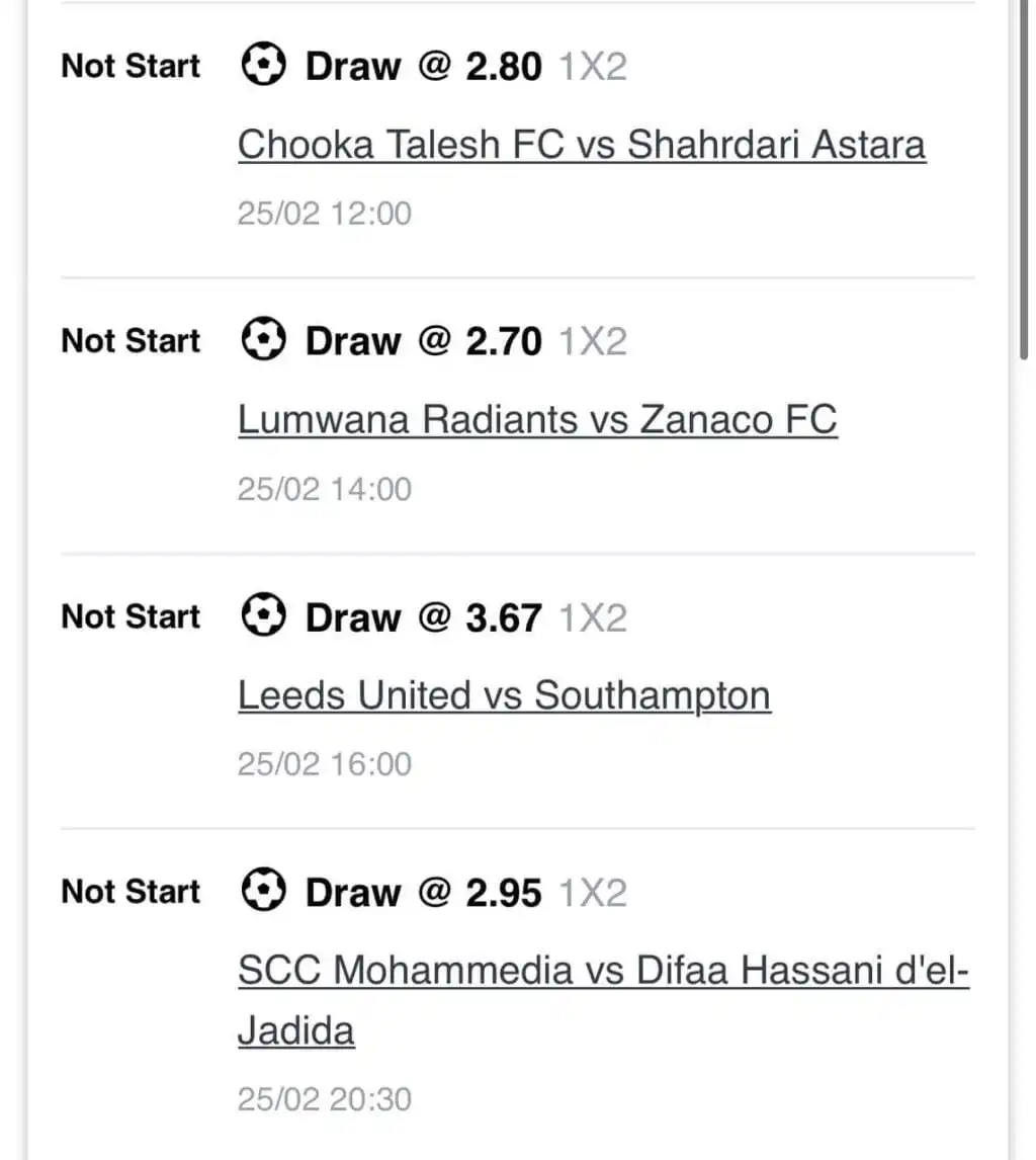 Today's Games: 50+ Sure Correct Score Odds