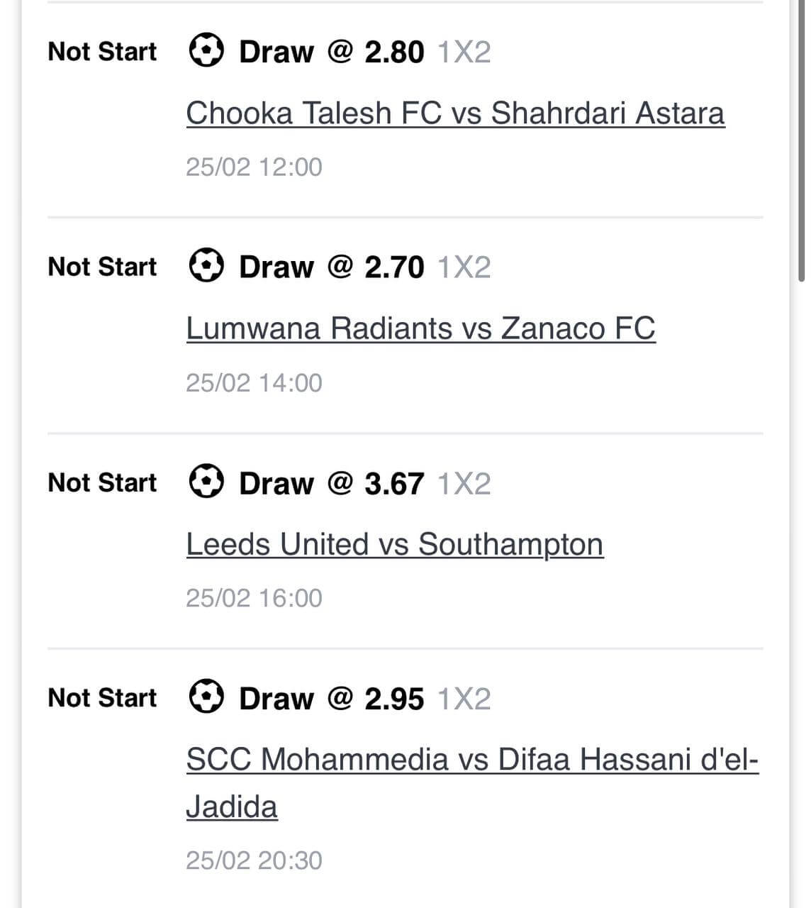 Today’s Games: 50+ Sure Correct Score Odds
