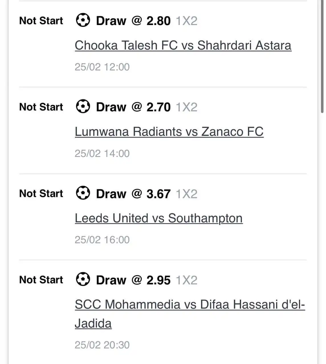 Today's Games: 50+ Sure Correct Score Odds