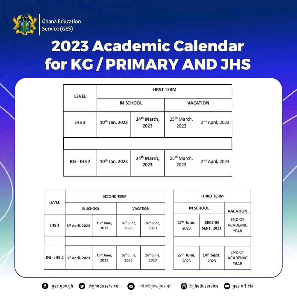 2023 Academic Calendar For Basic Schools