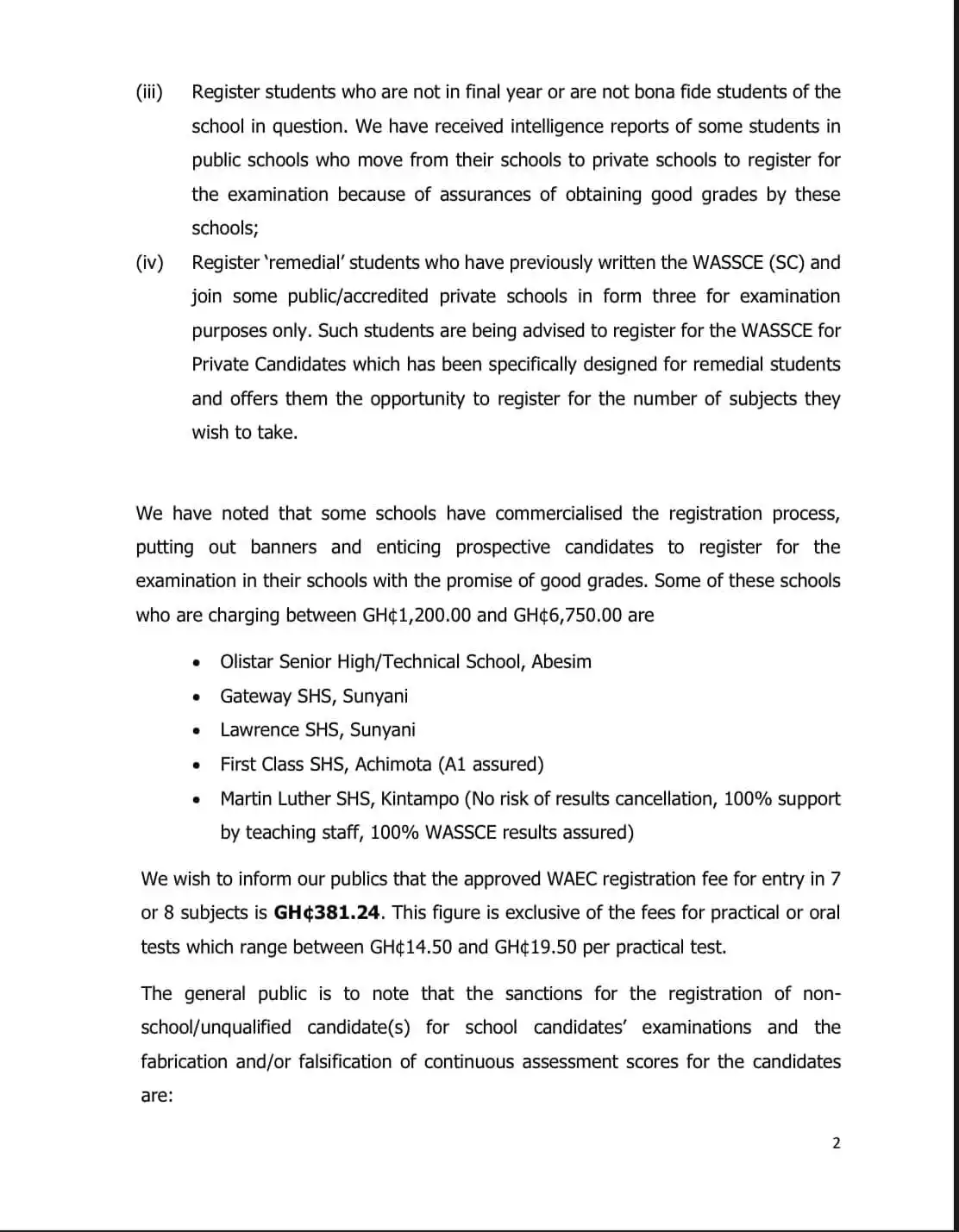 The 2023 WASSCE examination date