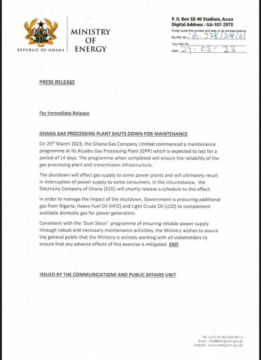 ECG to release power outage timetable 