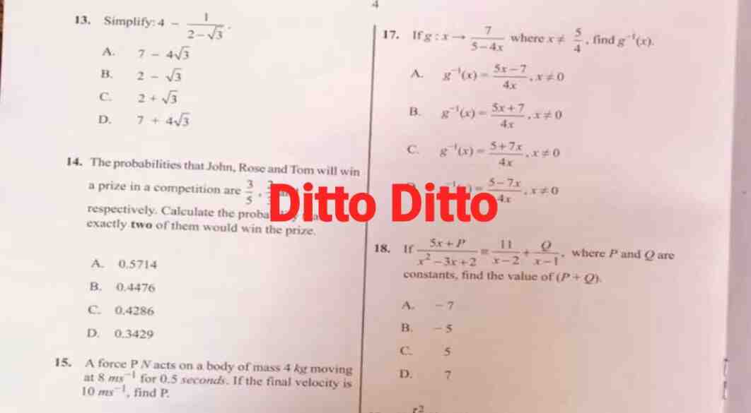 2023 Wassce Likely Core Mathematics Questions 2023 Wassce Likely Core Mathematics Questions