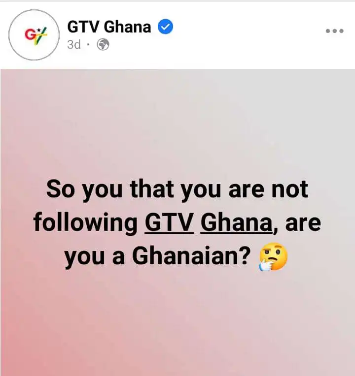 Netizens React After GTV Ghana Official Page Asks 'Hilarious' Question